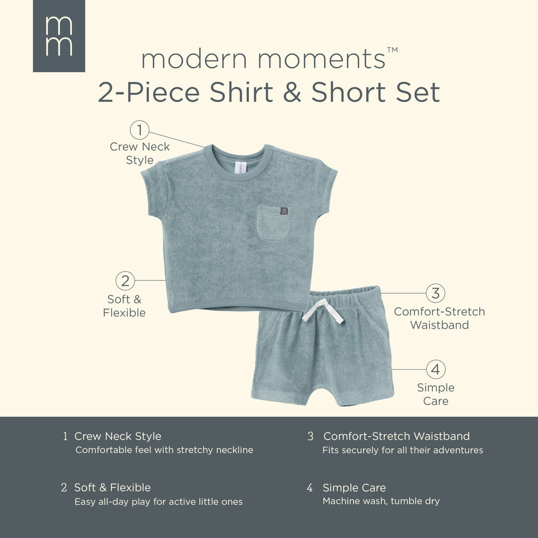 2-Piece Baby Boys Teal Shirt and Short Set