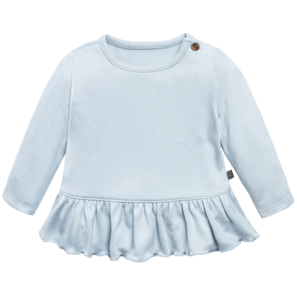 2-Piece Baby Girls Light Blue Peplum Top Brushed Hacci Set