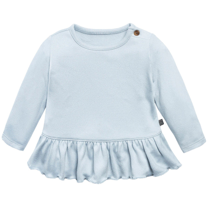 2-Piece Baby Girls Light Blue Peplum Top Brushed Hacci Set