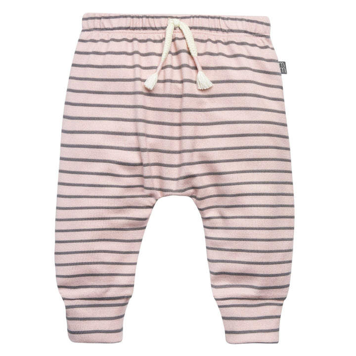 2-Piece Baby Girls Light Pink Stripe Peplum Top Brushed Hacci Set