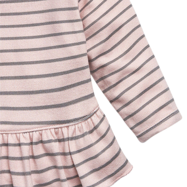 2-Piece Baby Girls Light Pink Stripe Peplum Top Brushed Hacci Set