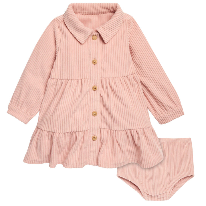 2-Piece Baby Girls Peach Dress Set