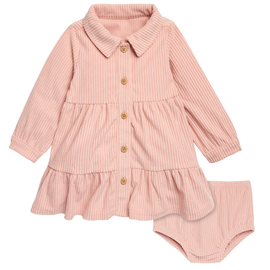 2-Piece Baby Girls Peach Dress Set