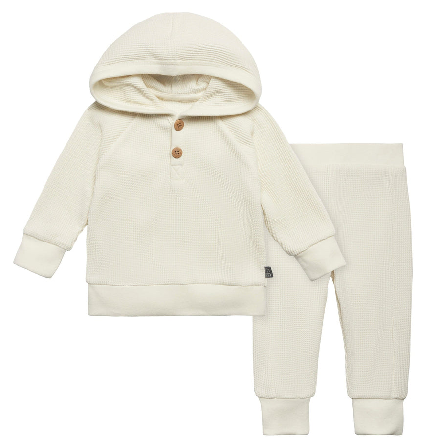 2-Piece Baby Neutral Ivory Hoodie and Pant Set