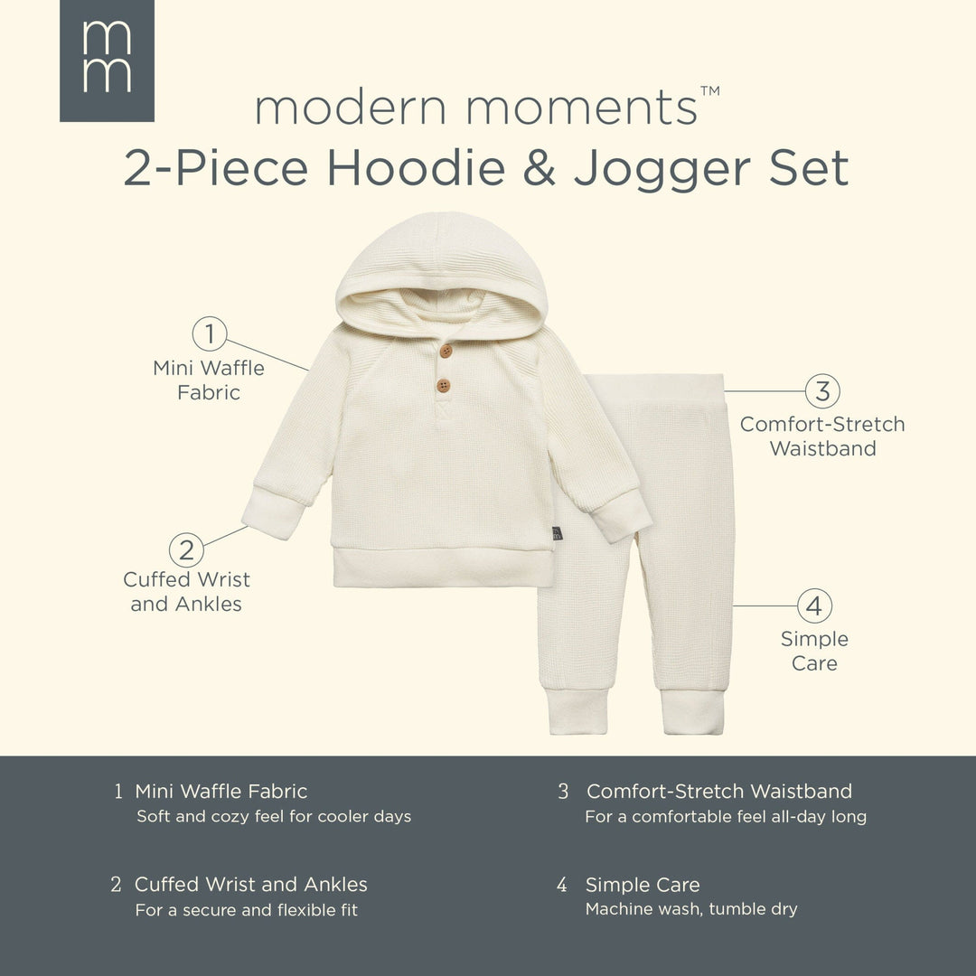 2-Piece Baby Neutral Ivory Hoodie and Pant Set