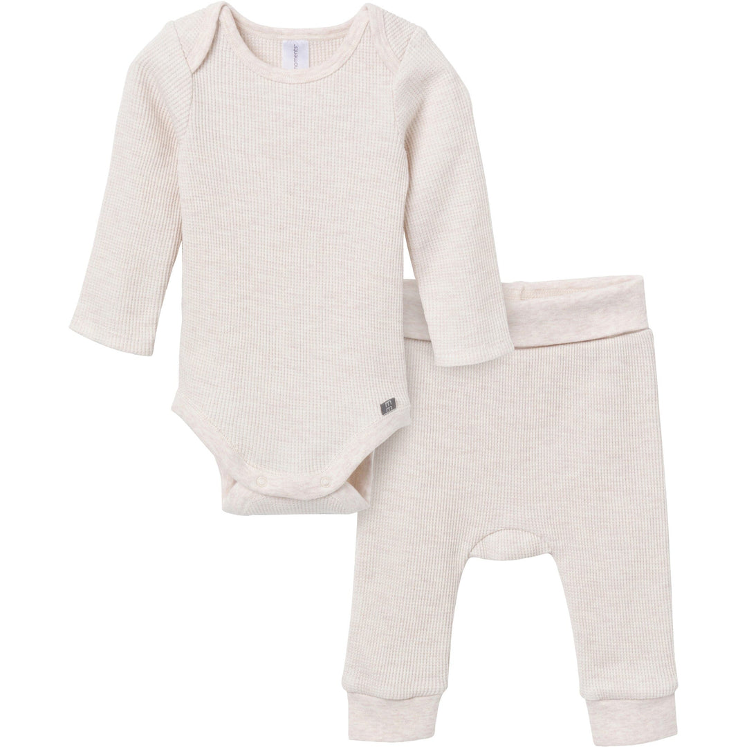 2-Piece Baby Neutral Oatmeal Heather Bodysuit and Pant Set