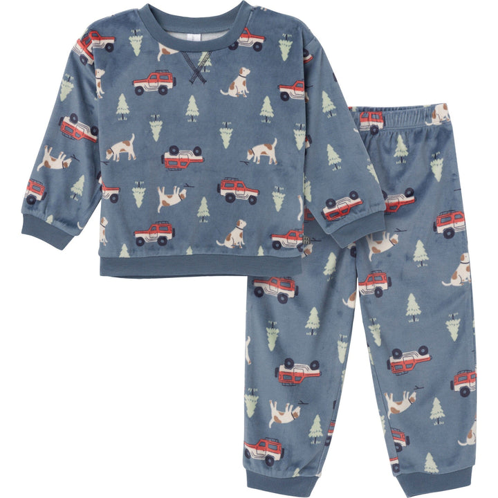 2-Piece Infant & Toddler Boys Dark Blue Camp Pajama Set