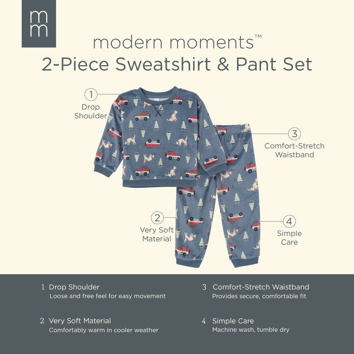 2-Piece Infant & Toddler Boys Dark Blue Camp Pajama Set