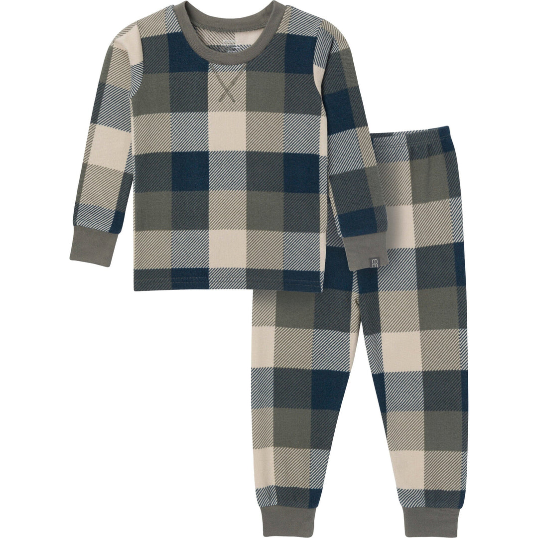 2-Piece Infant & Toddler Boys Dark Green Plaid Pajama Set