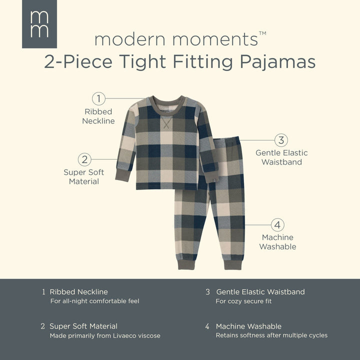 2-Piece Infant & Toddler Boys Dark Green Plaid Pajama Set