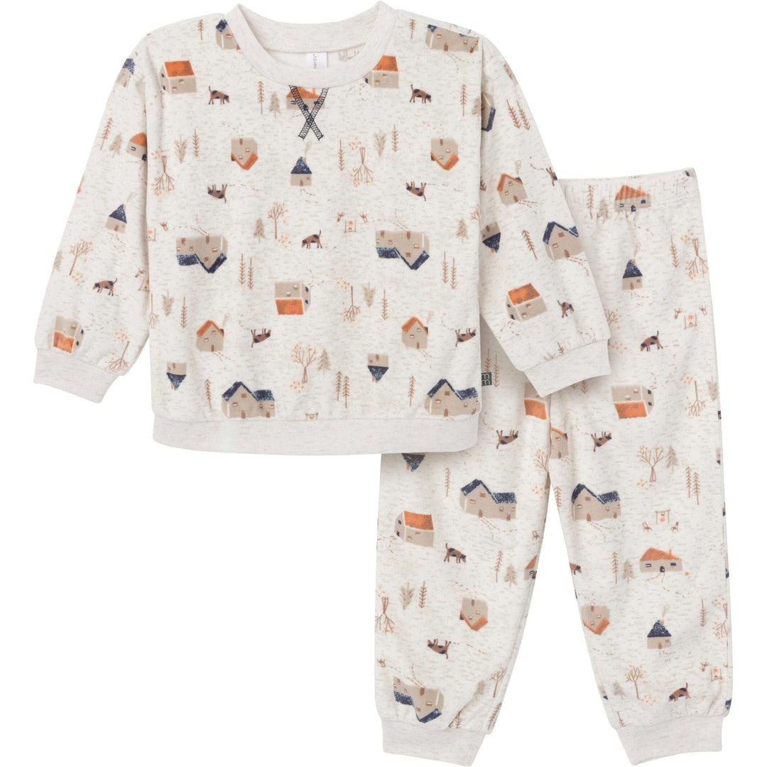 2-Piece Infant & Toddler Boys Oatmeal Village Pajama Set