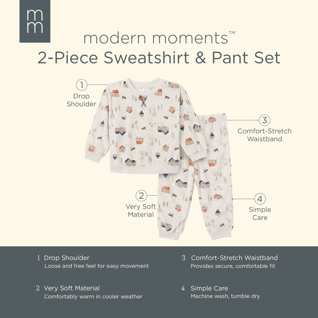 2-Piece Infant & Toddler Boys Oatmeal Village Pajama Set