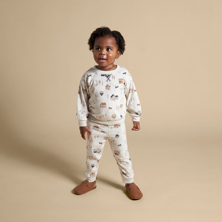 2-Piece Infant & Toddler Boys Oatmeal Village Pajama Set