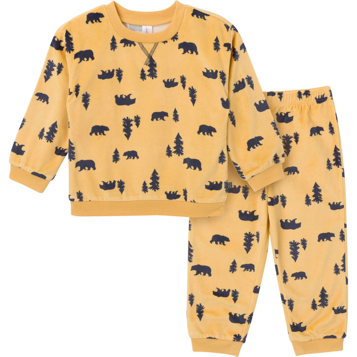 2-Piece Infant & Toddler Boys Yellow Forest Pajama Set