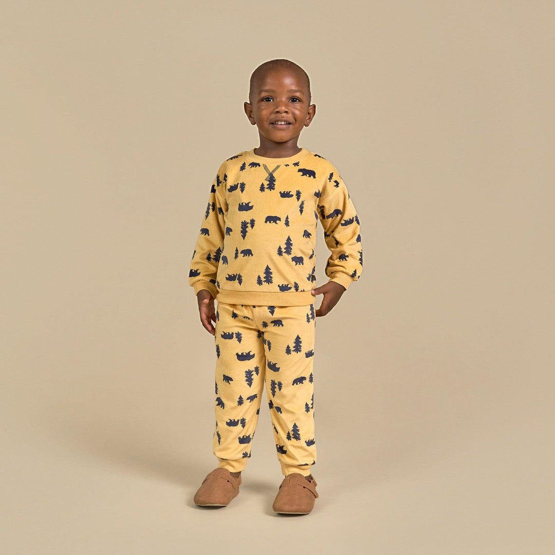 2-Piece Infant & Toddler Boys Yellow Forest Pajama Set