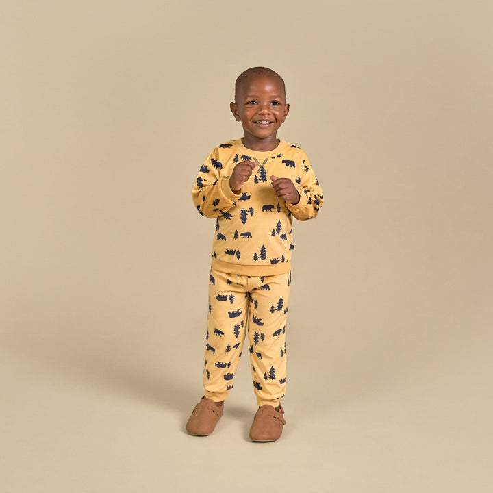 2-Piece Infant & Toddler Boys Yellow Forest Pajama Set