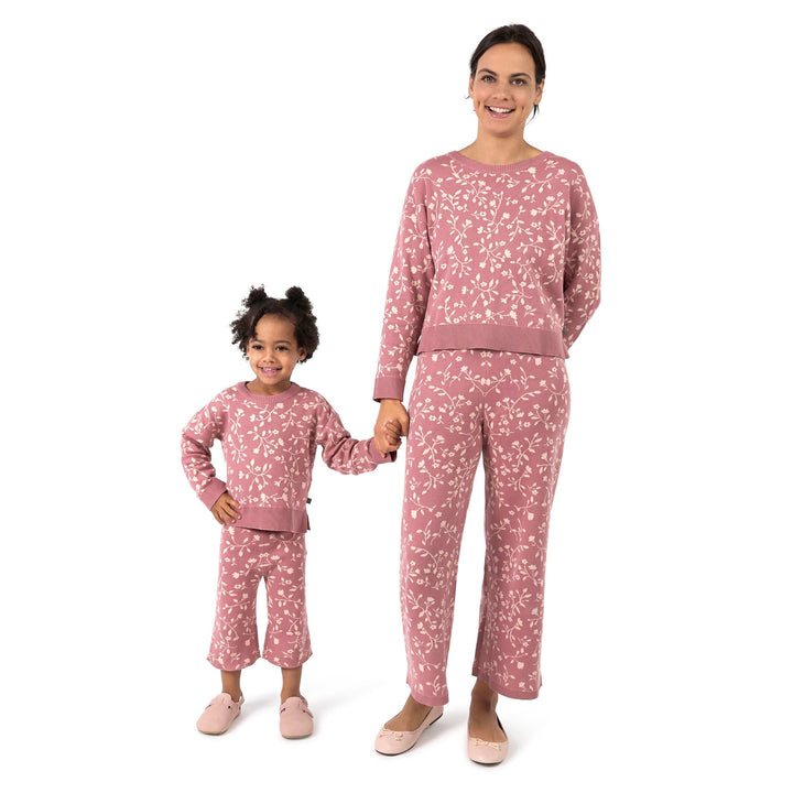 2-Piece Infant & Toddler Girls Dark Rose Branches Jacquard Sweater Set