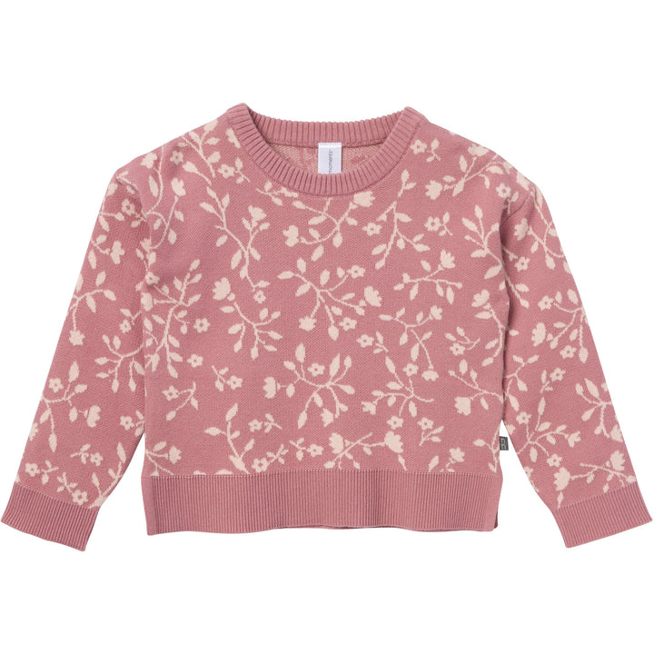 2-Piece Infant & Toddler Girls Dark Rose Branches Jacquard Sweater Set