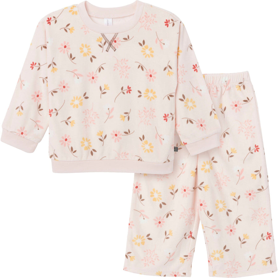 2-Piece Infant & Toddler Girls Light Pink Falling Flower Pajama Set