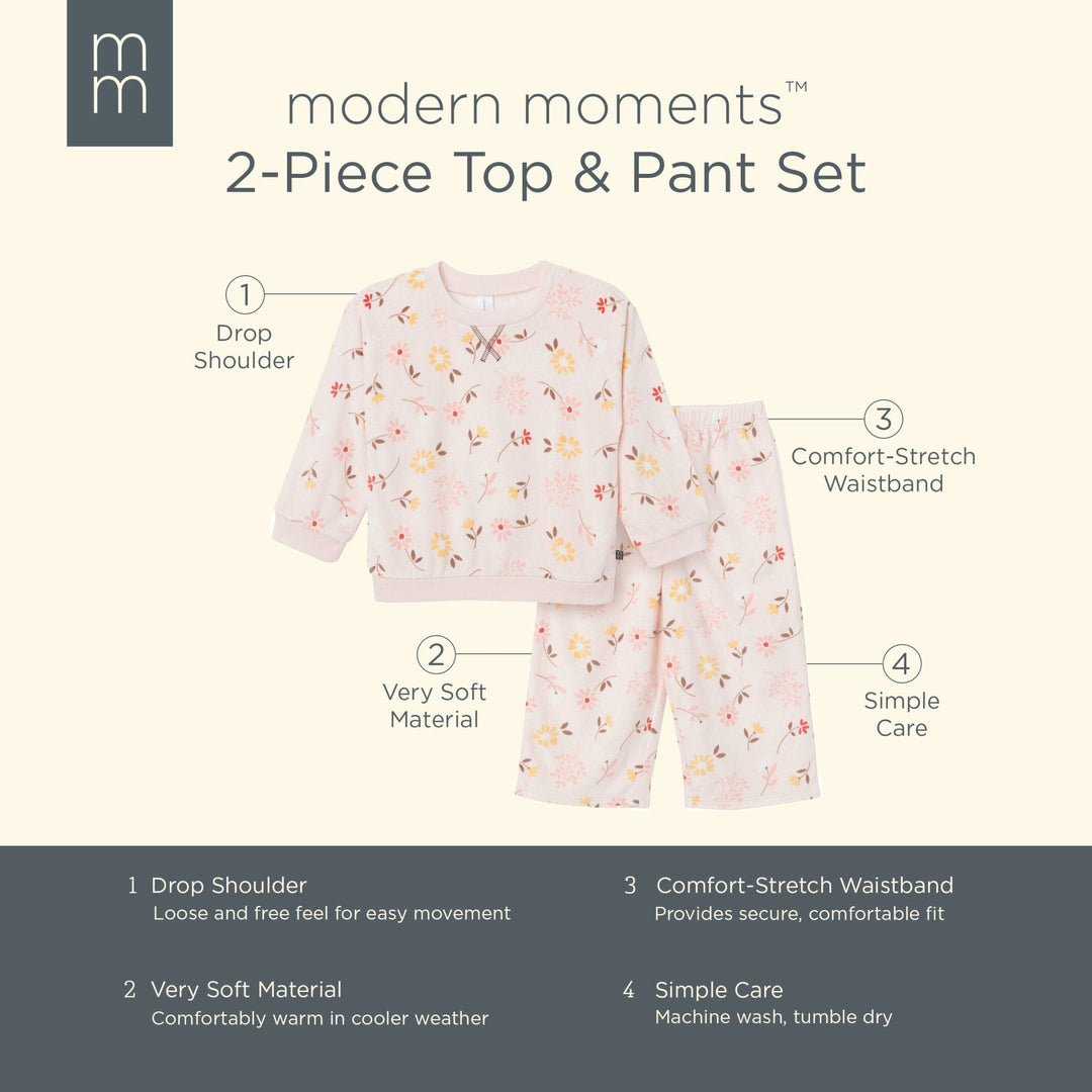 2-Piece Infant & Toddler Girls Light Pink Falling Flower Pajama Set