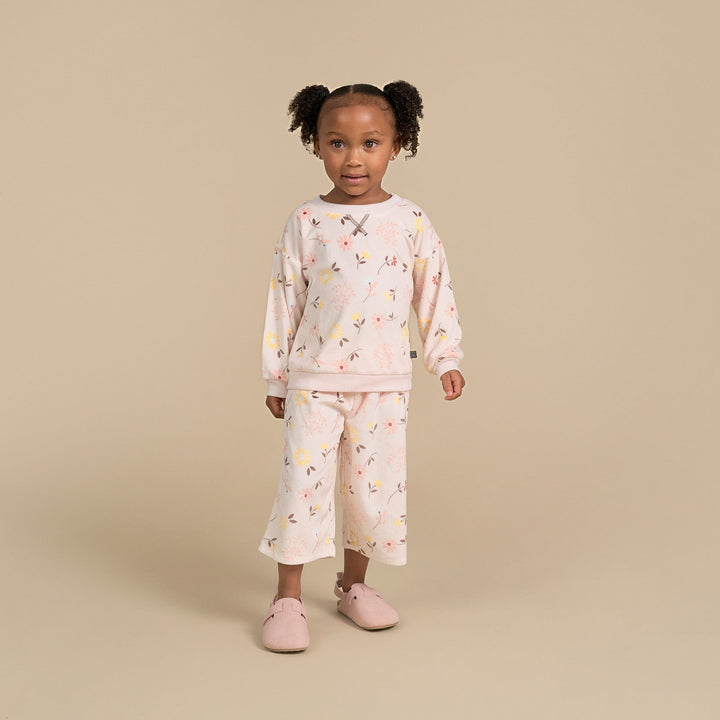 2-Piece Infant & Toddler Girls Light Pink Falling Flower Pajama Set