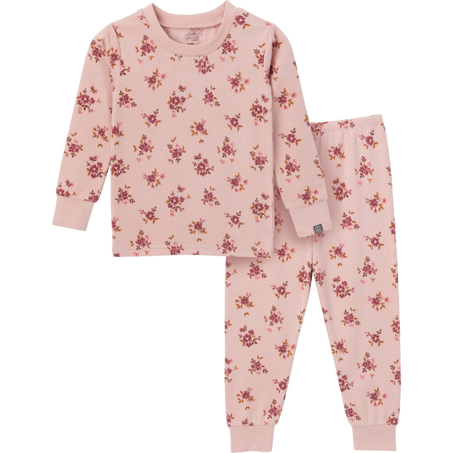 2-Piece Infant & Toddler Girls Light Rose Dahlia Toss Pajama Set