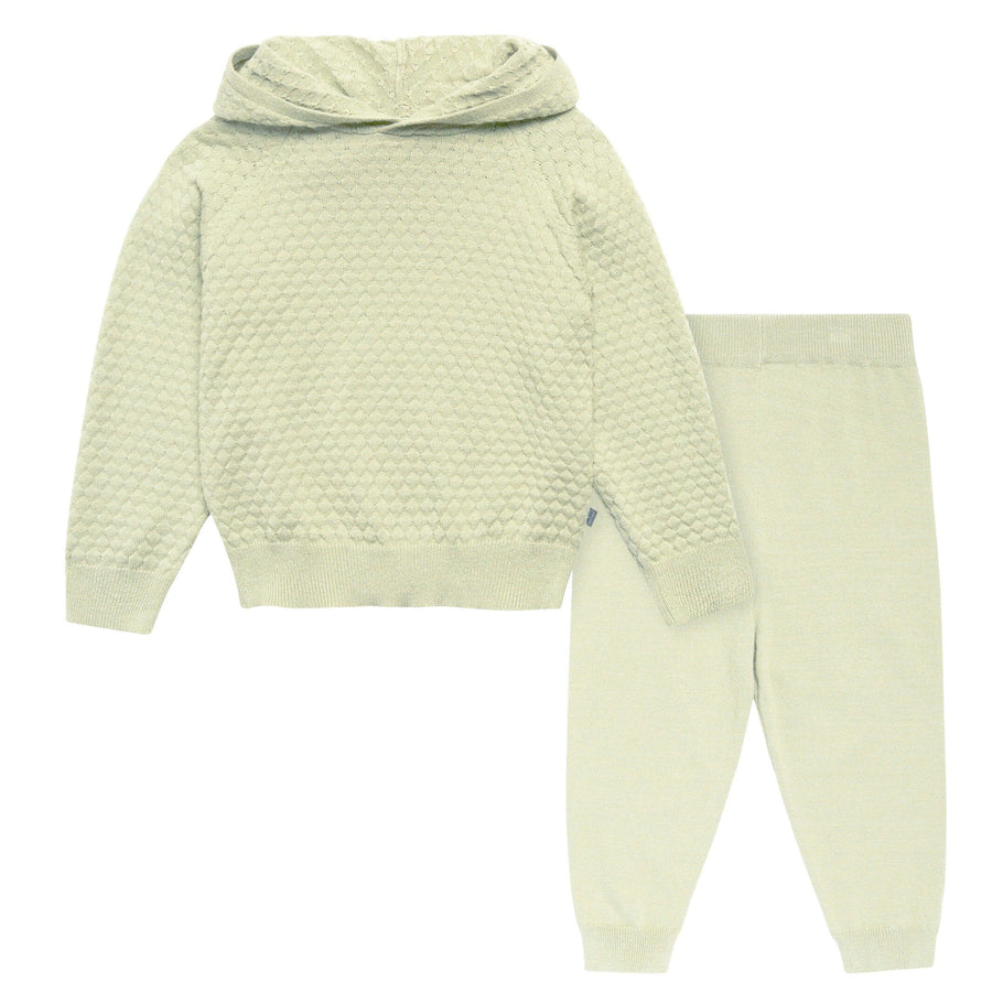 2-Piece Infant & Toddler Girls Medium Green Sweater Knit Hoodie Set