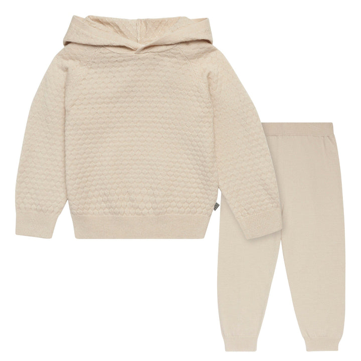 2-Piece Infant & Toddler Girls Oatmeal Heather Sweater Knit Hoodie Set