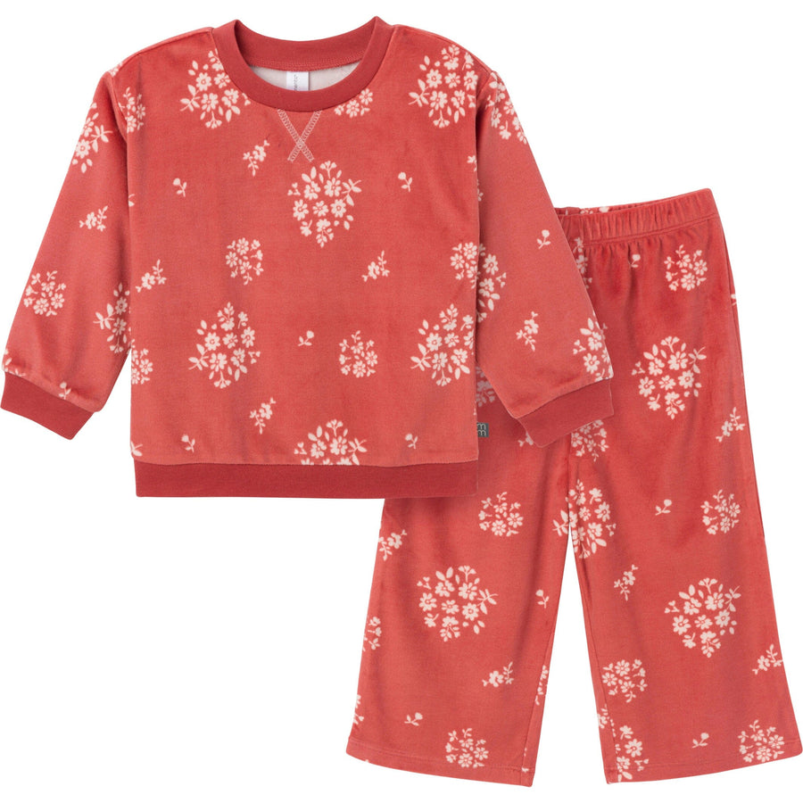 2-Piece Infant & Toddler Girls Red Bouquet Pajama Set