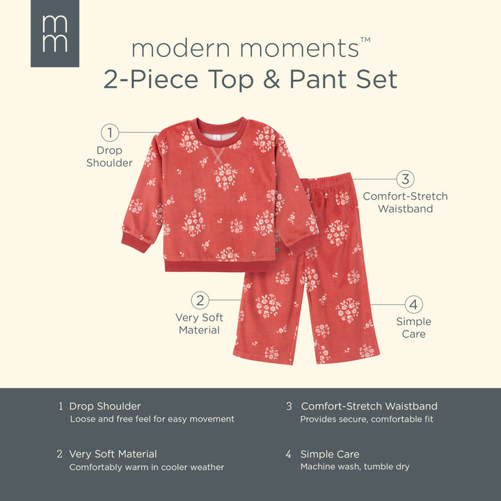 2-Piece Infant & Toddler Girls Red Bouquet Pajama Set