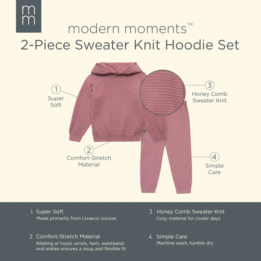 2-Piece Infant & Toddler Girls Rose Sweater Knit Hoodie Set