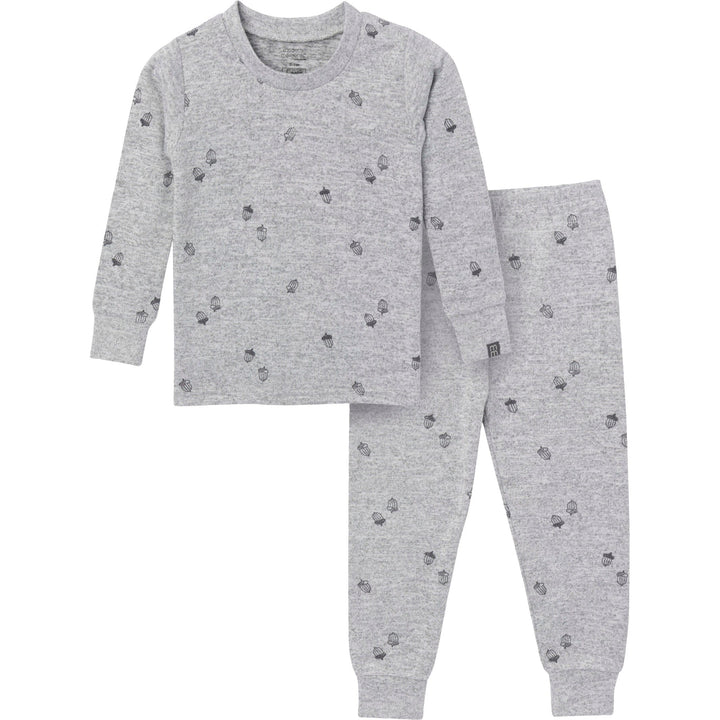 2-Piece Infant & Toddler Neutral Medium Grey Heather Acorn Pajama Set