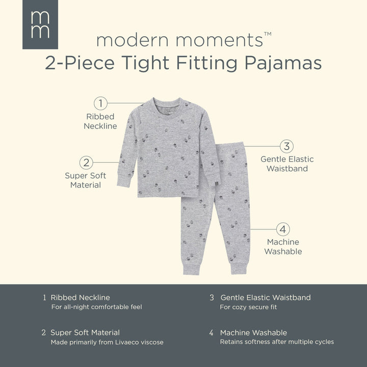 2-Piece Infant & Toddler Neutral Medium Grey Heather Acorn Pajama Set