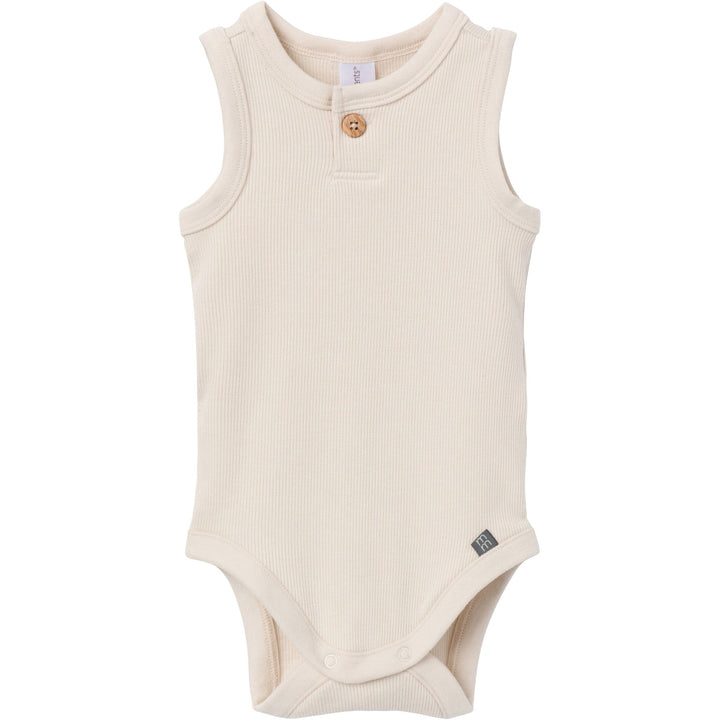 4-Piece Baby Boys Tan/Blue Bodysuit and Short Set