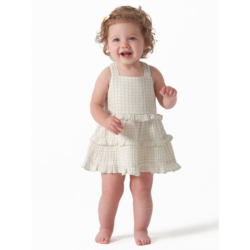 Infant & Toddler Girls Khaki Tiered Dress