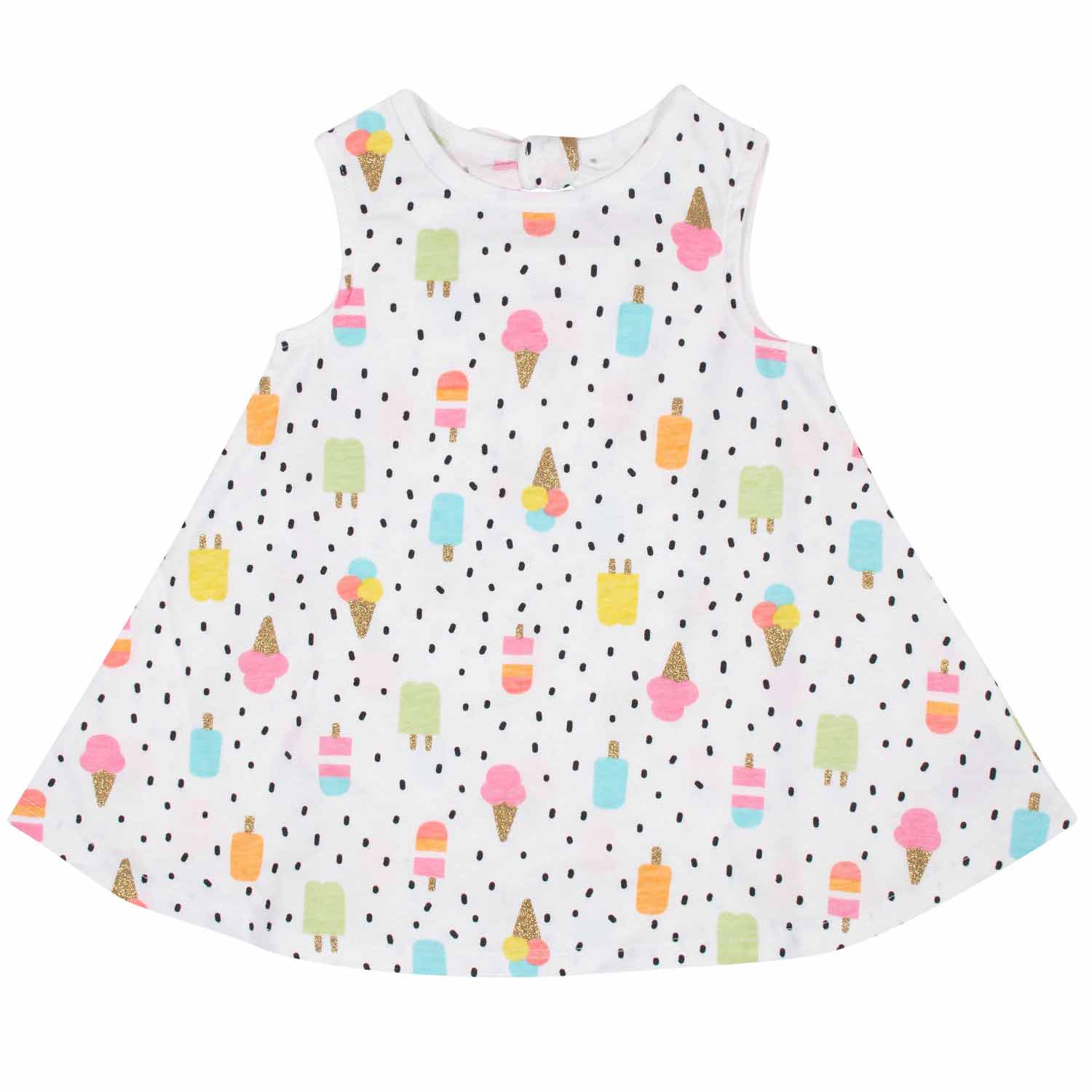 3-Piece Baby Girls Frozen Treats Dress, Diaper Cover, and Hat Set ...
