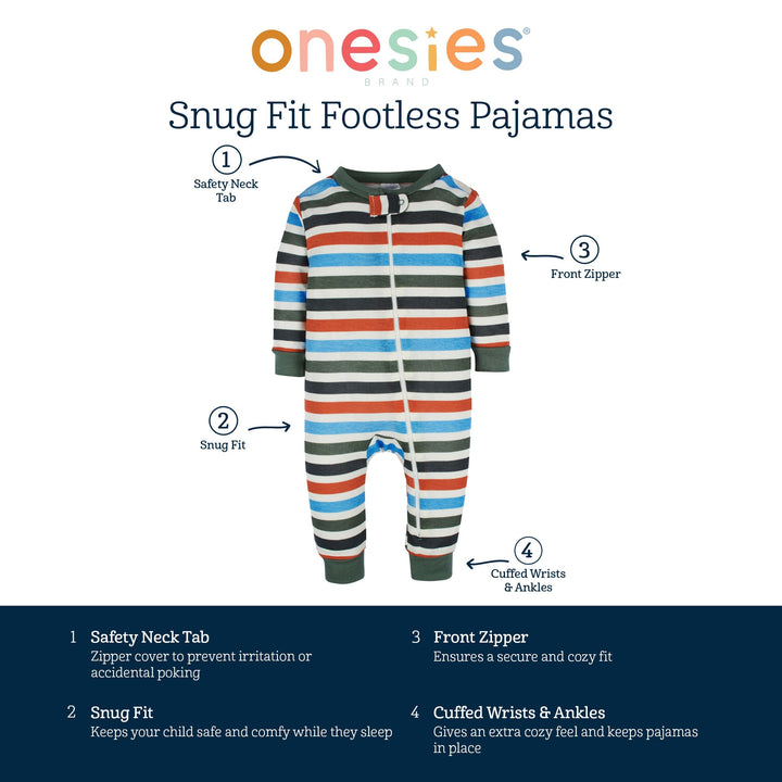 3-Pack Baby Neutral City Sunset Snug Fit Footless Pajamas