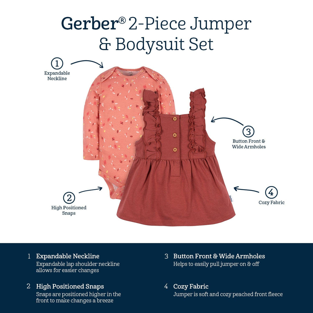 2-Piece Baby Girls Purple Floral Jumper & Bodysuit Set – Gerber