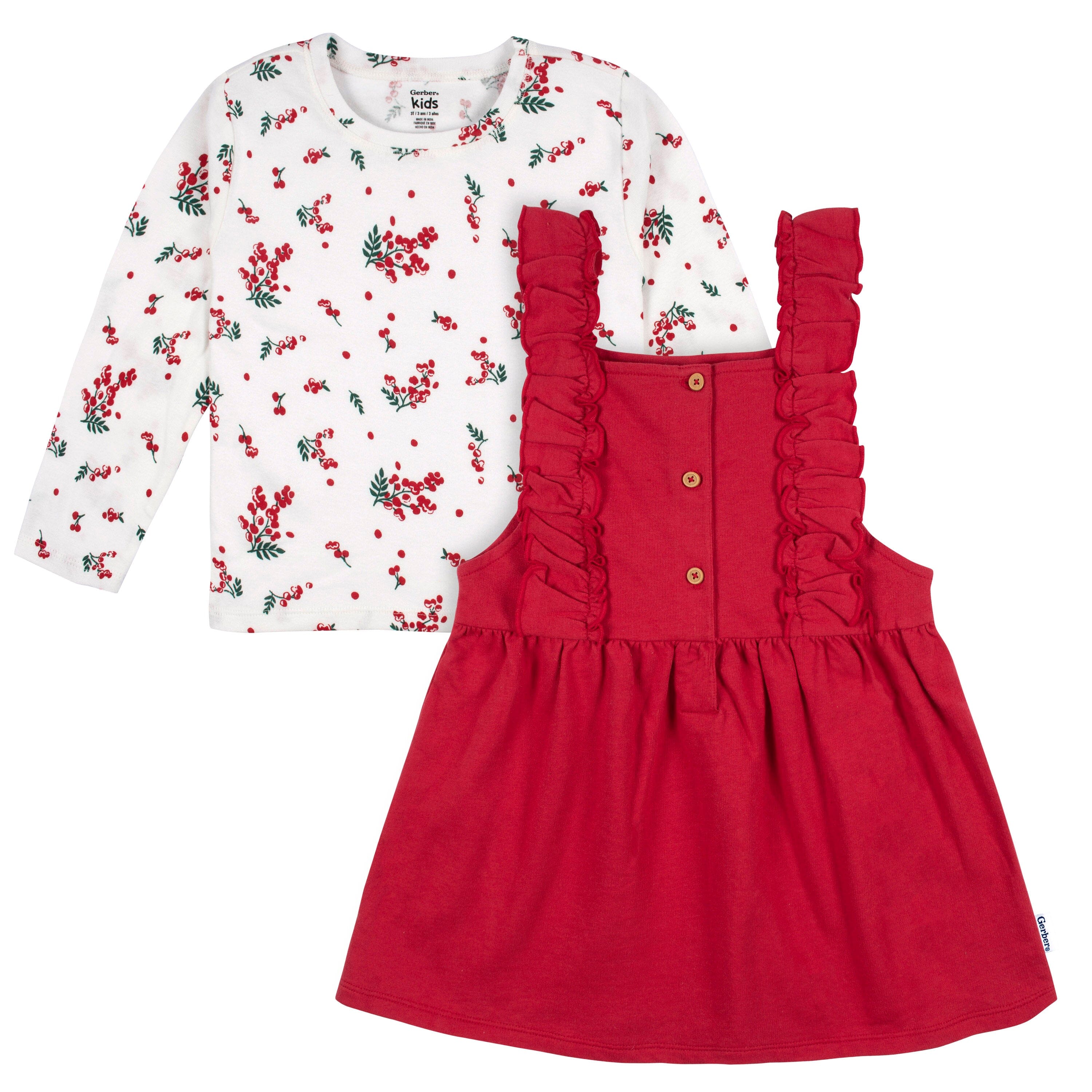 Gerber Baby Toddler Girls 2 Piece Overall Dress Set