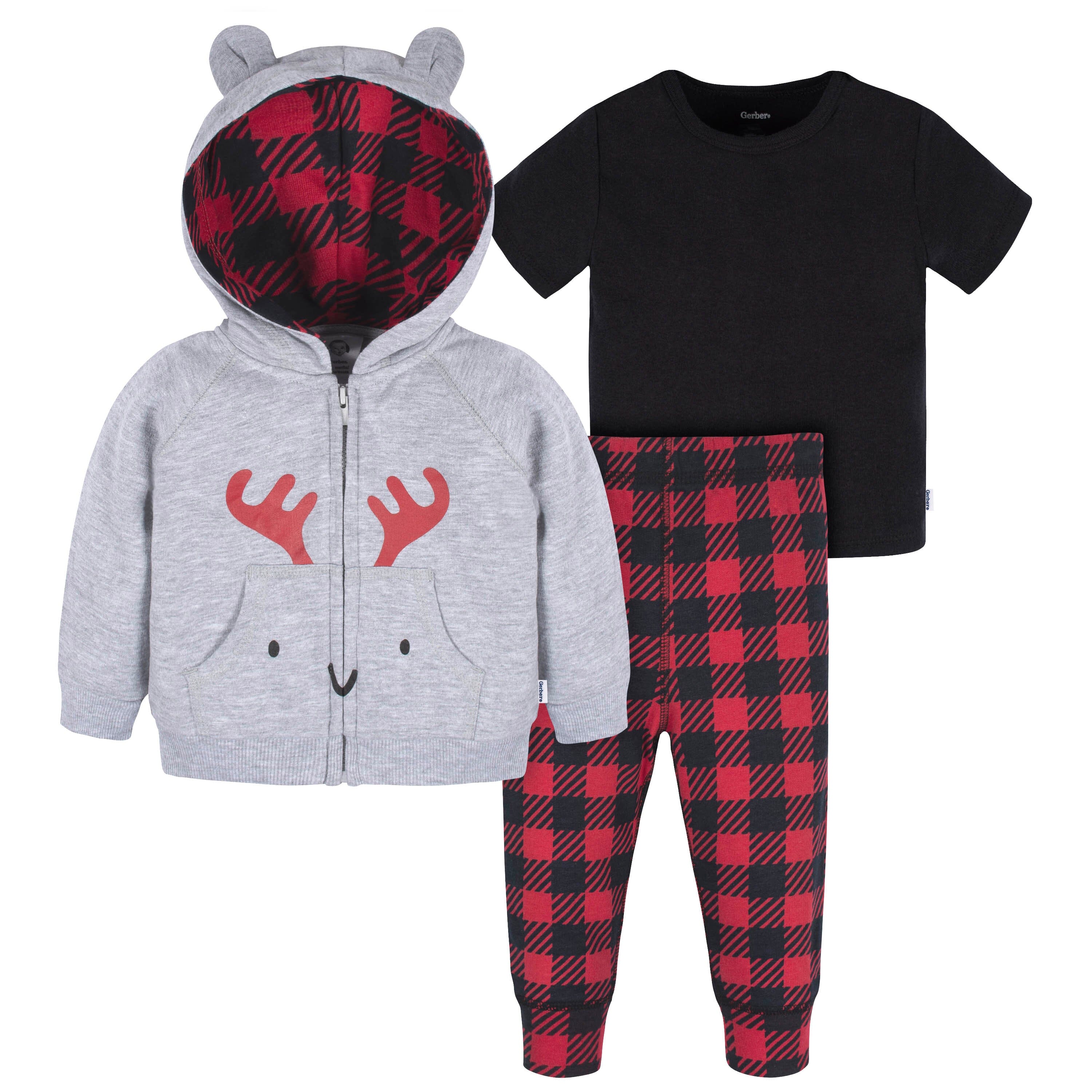 2-piece Toddler Girl Plaid Hooded Long-sleeve Red Hoodie Top and White Tights Pants Set