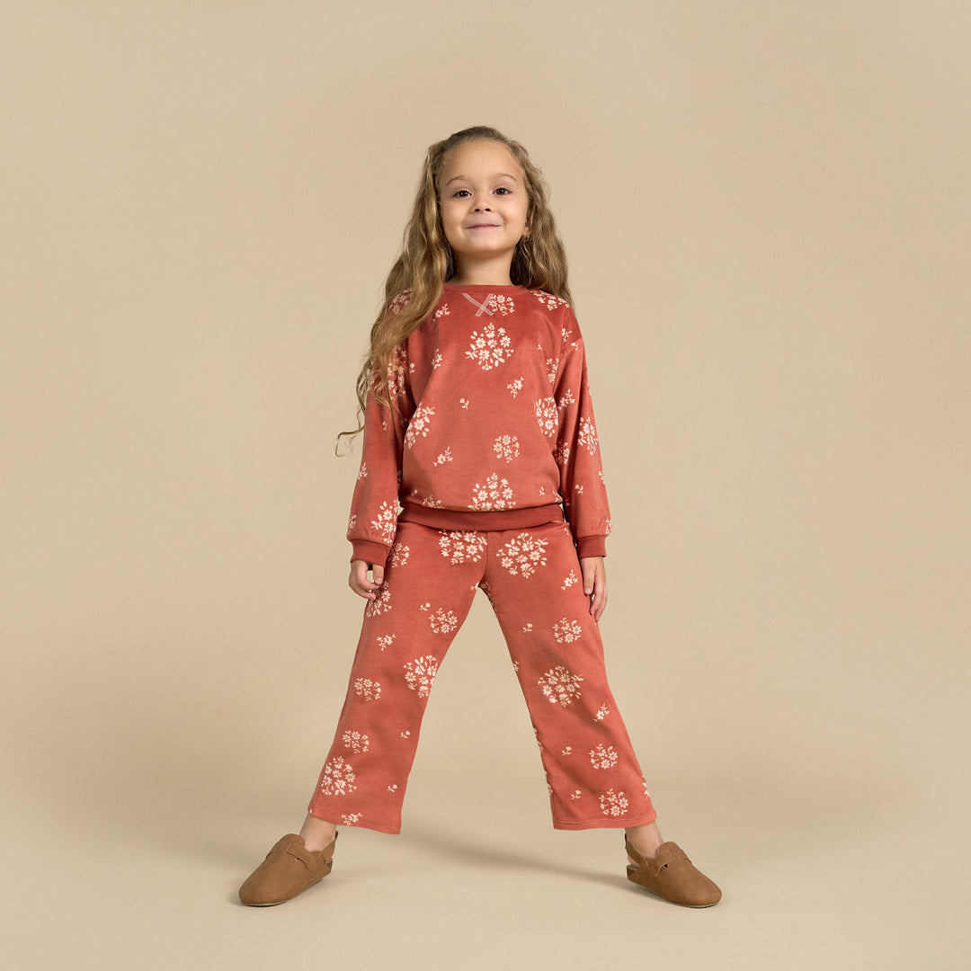 2-Piece Infant & Toddler Girls Red Bouquet Fleece Pajama Set