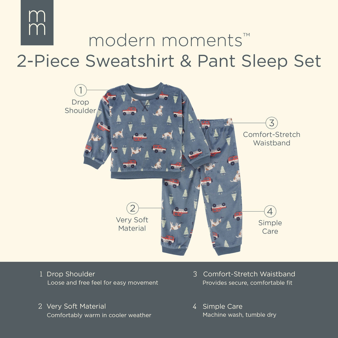 2-Piece Infant & Toddler Boys Dark Blue Camp Fleece Pajama Set