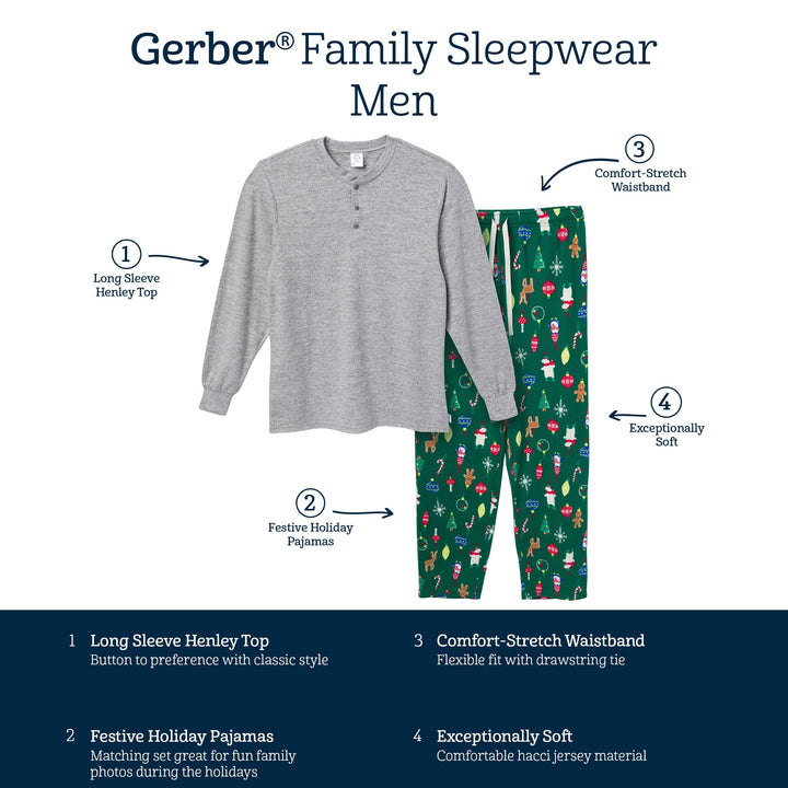 2-Piece Men's Ornaments Holiday Family Pajamas