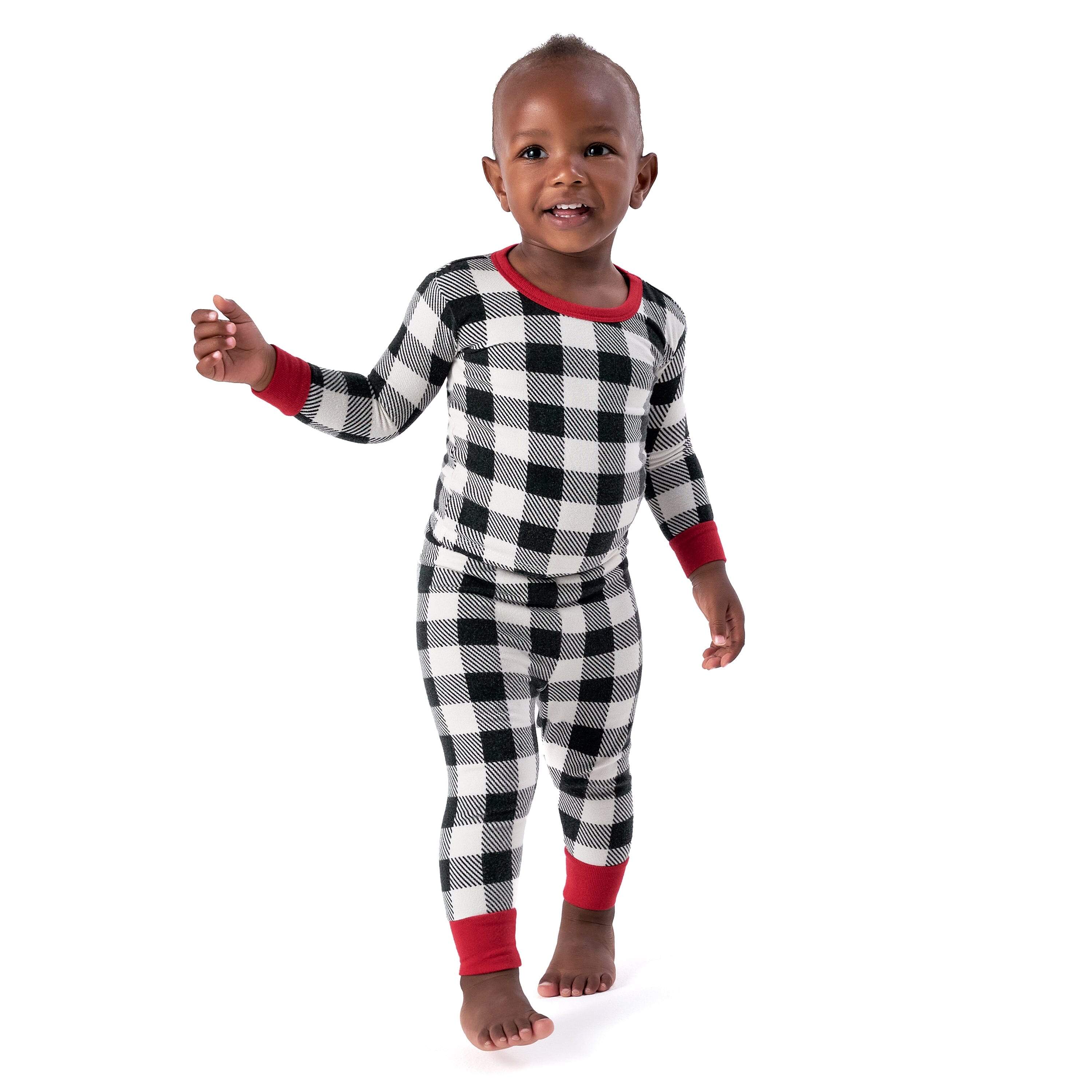 2 Piece Infant and Toddler Neutral Buffalo Plaid Hacci Snug Fit