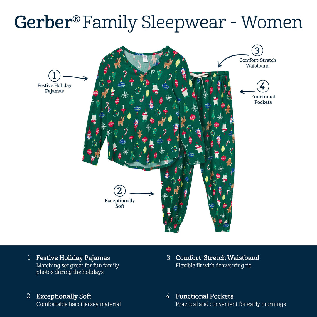 2-Piece Women's Ornaments Holiday Family Pajamas