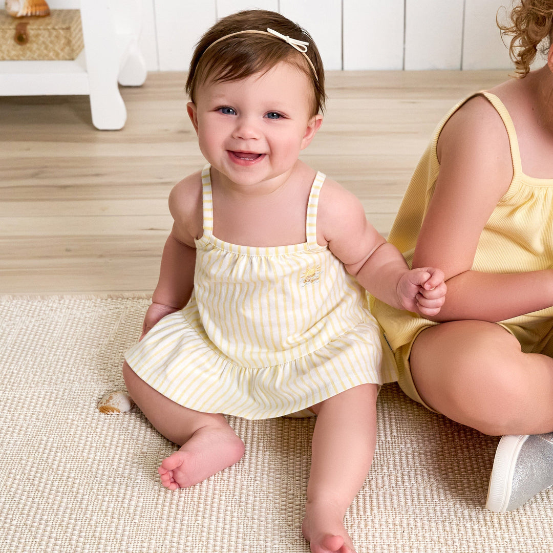 2-Piece Baby Girls Yellow Stripe Tank Top & Diaper Cover Set