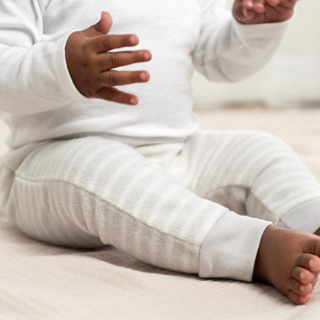 4-Pack Baby Neutral Oatmeal Heather and Stripes Fleece Pants