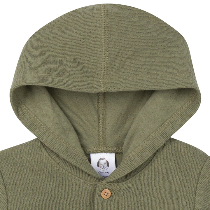 Baby Boys Olive Hooded Romper