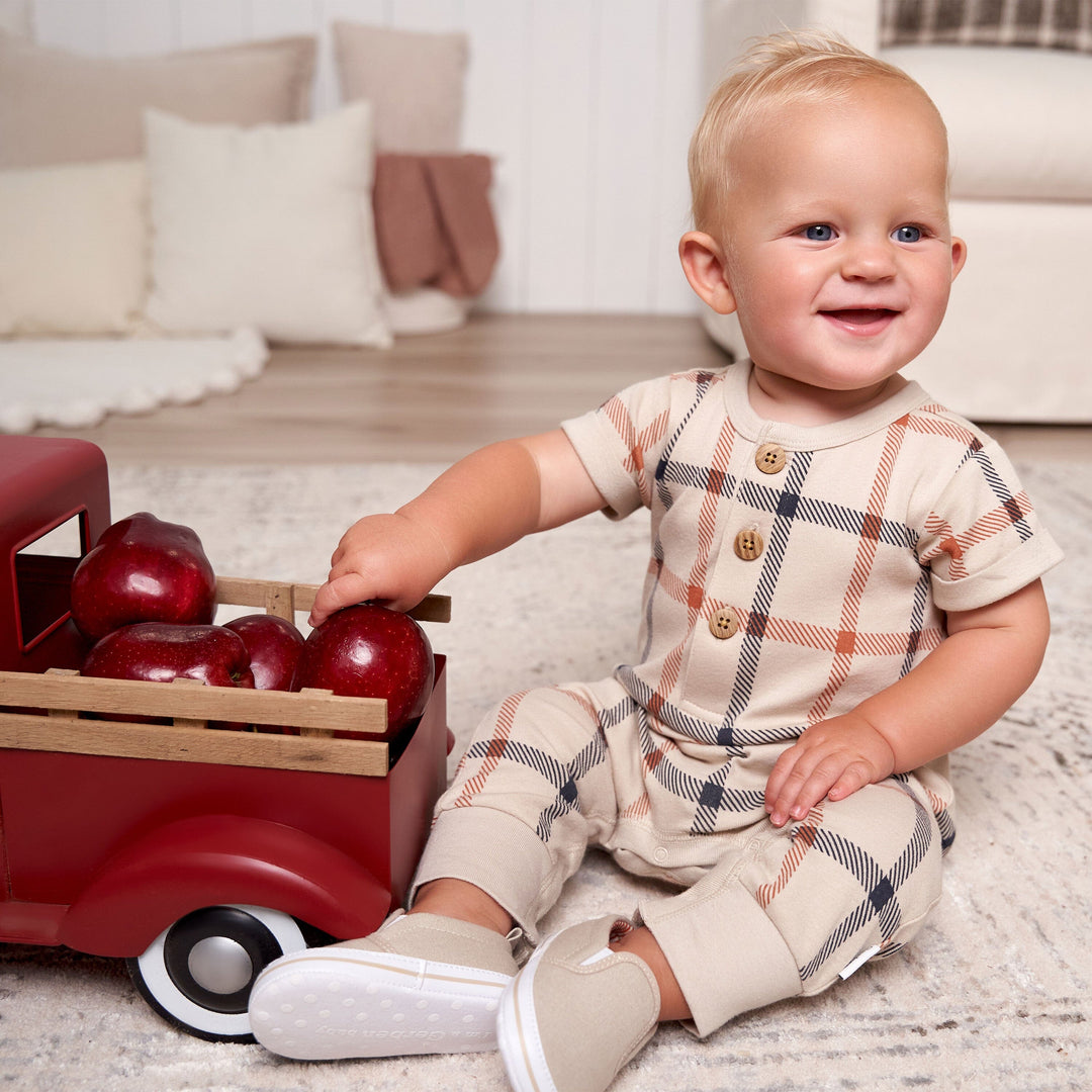 2-Pack Baby Boys Plaid & Navy Rompers