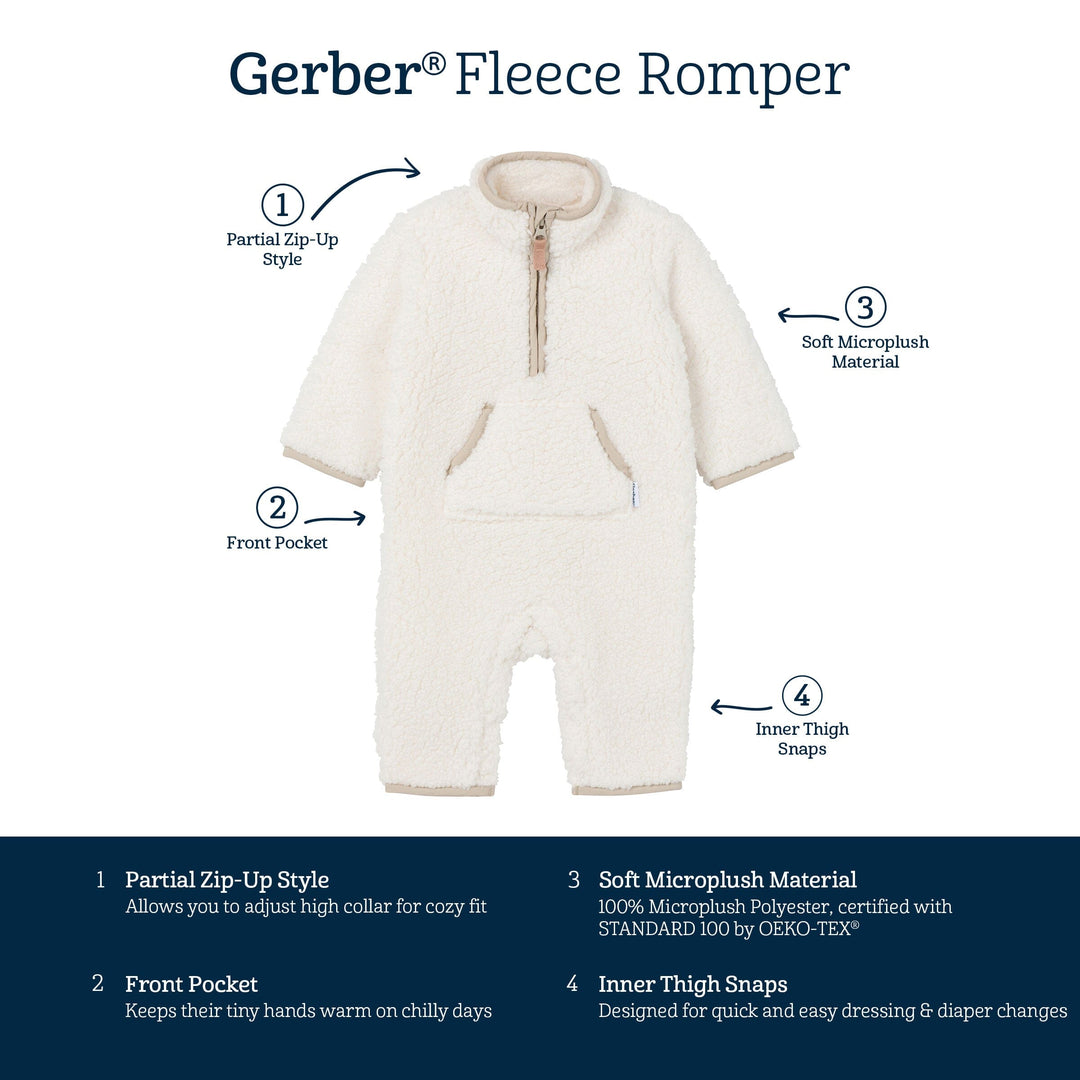 Baby Neutral Ivory Fleece Romper